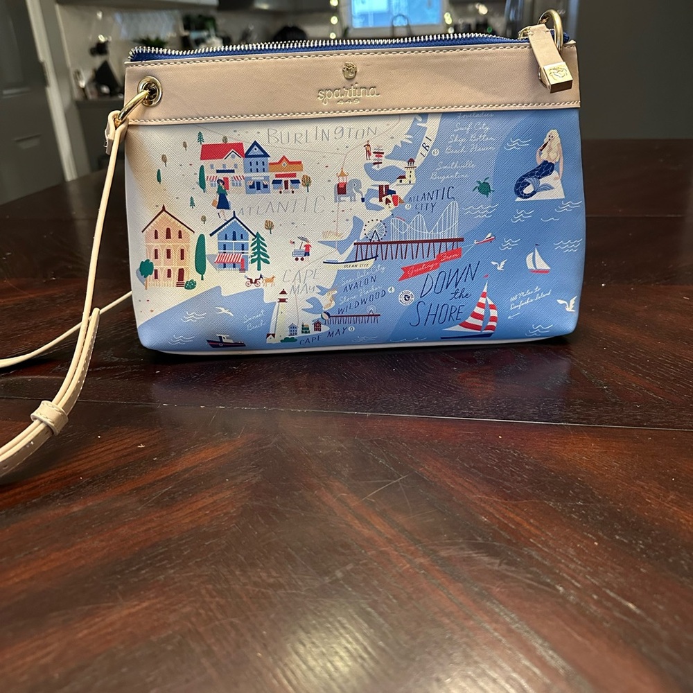 Spartina 449 Blue and Cream Crossbody Bag with Nautical Design